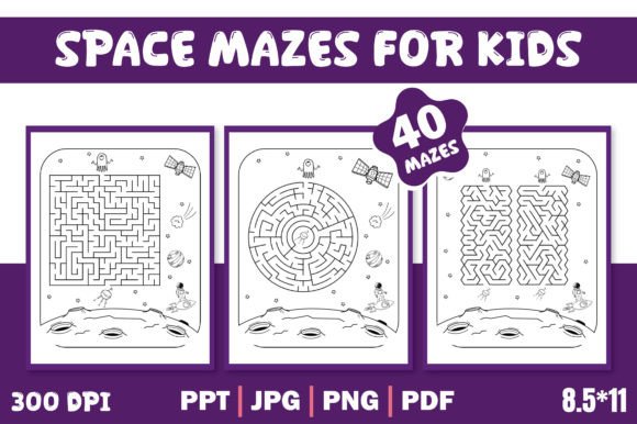Download Space Mazes for Kids Editable Template - Mazes for kids Collection