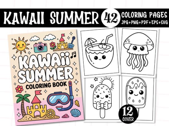 Download Kawaii Summer Coloring Pages for - KDP - Kawaii Collection